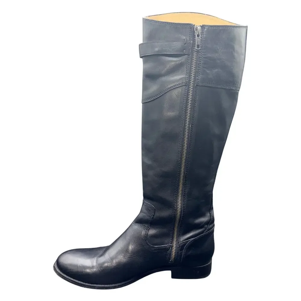 Frye Molly Button Tall Riding Boots Black Leather Women’s Size 10 B
